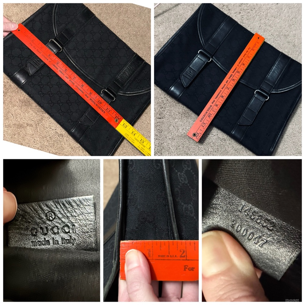 Gucci AUTHENTIC Vintage Monogram GG Black Canvas Clutch Bag File Laptop Case - Picture 16 of 16